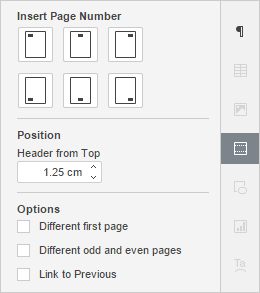 右侧栏 - 页眉和页脚设置